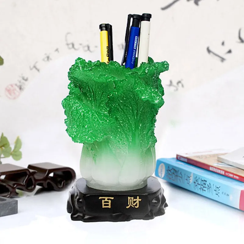 

Chinese Cabbage Pen Container Decoration Imitation Jade Vegetable Crafts Office Buddhist Money Drawing Decoration Birthday Gift