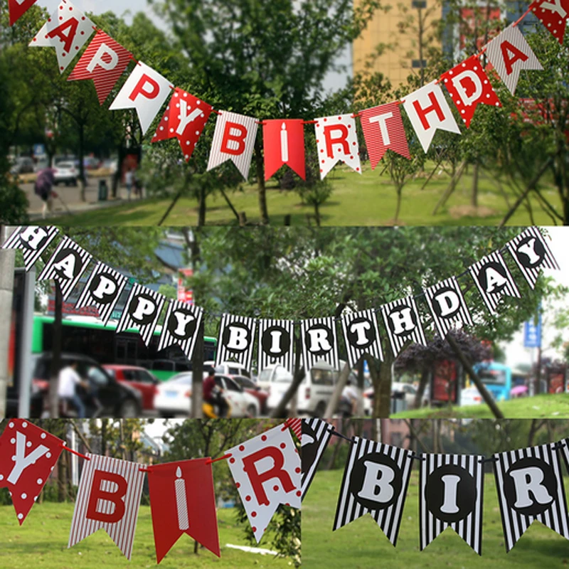 2 м черный/красный в горошек на день рождения письмо полосатый бумаги флаг