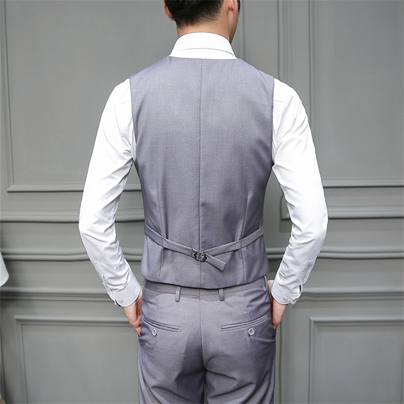 Официальный Мужской жилет костюм деловой Повседневный мужской черный серый