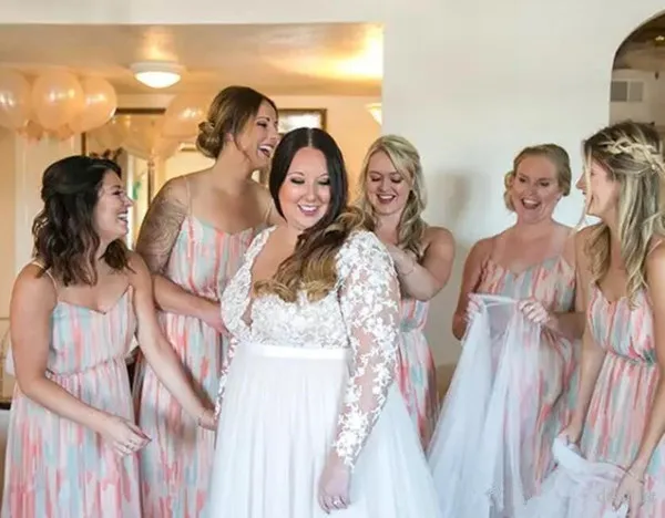 Женское свадебное платье из шифона размера плюс с длинным рукавом и иллюзией