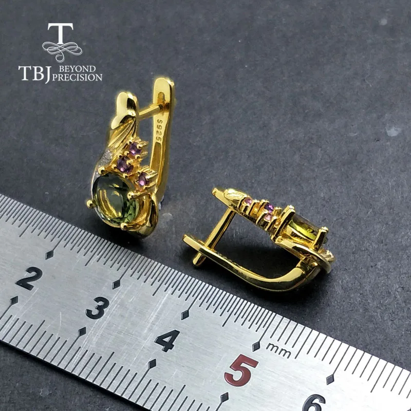 Женские серьги с разноцветным турмалином TBJ Подарочные ювелирные украшения