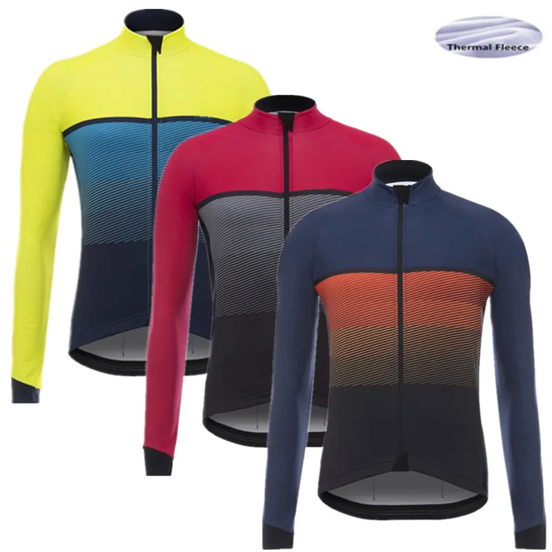 2019 зимняя термо флисовая Мужская велосипедная одежда с длинным рукавом для