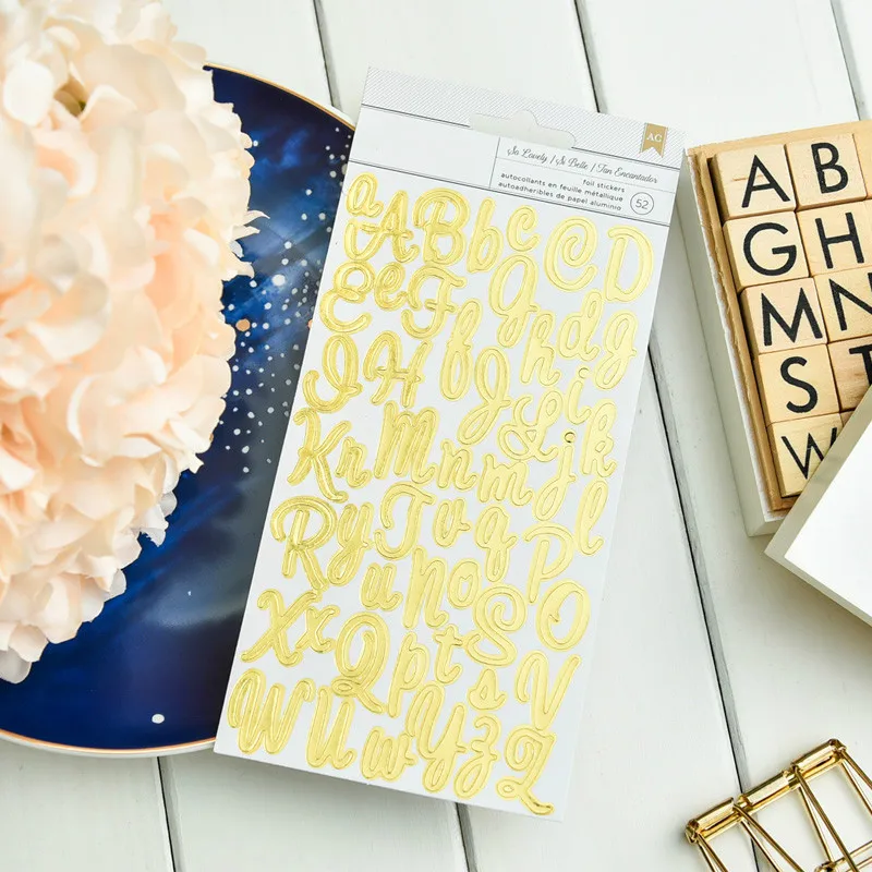 

Gold Letters Self- adhesive Stickers for Scrapbooking/ DIY Crafts/ Card Making Decoration