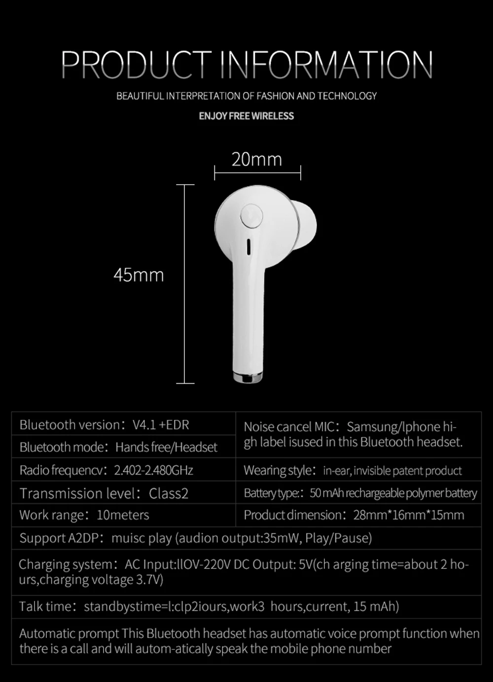 VirWir мини беспроводной наушник Bluetooth наушники Hands free наушники для телефона Blutooth Auriculares наушники для телефонов