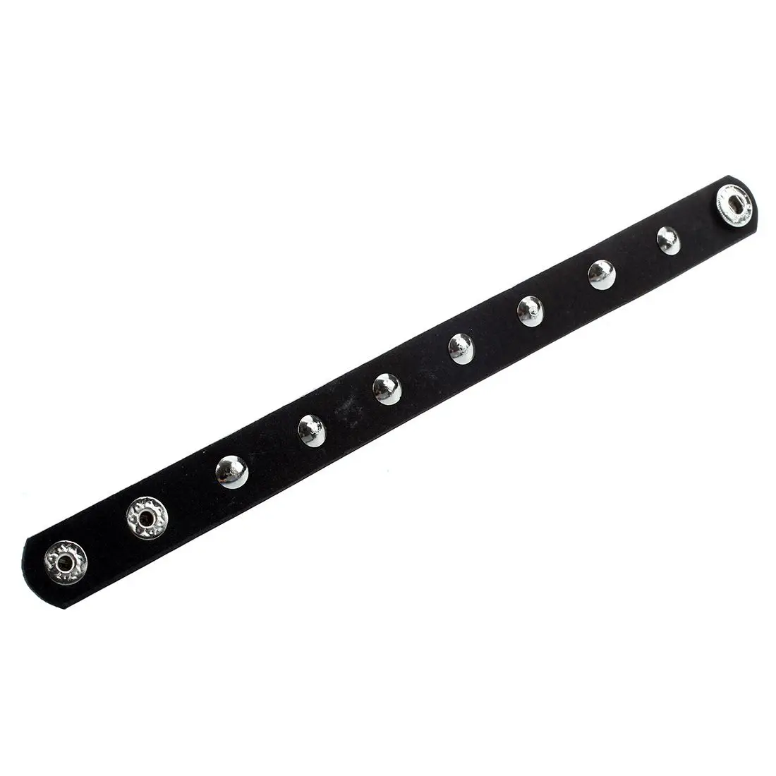 Press Stud Buckle Spike Studs Decor Black Faux Leather Wristband for Men Lady | Украшения и аксессуары