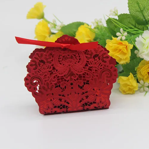 20 X коробка для свадебных конфет с лазерной резкой темно