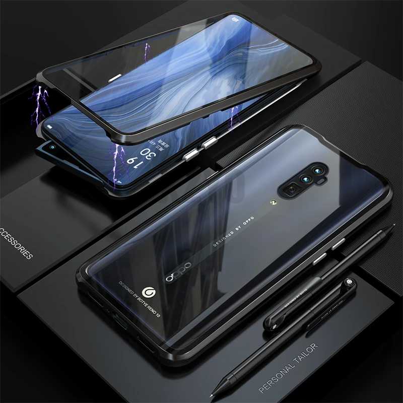 360 полный защитный чехол для OPPO Reno 10X Zoom 10 металлический магнитный бампер передний сенсорный задний стеклянный чехол OPPO Reno 10X Zoom чехол s