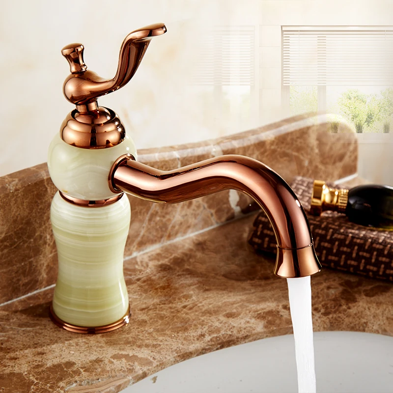 Европейский античный смеситель для раковины ванной комнаты из розового золота