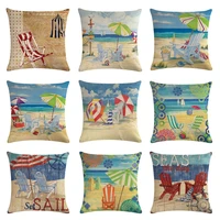beach cushion cover cotton linen summer sea landscape throw pillows case coastal pillowcase nautical pillow covers 45x45cm