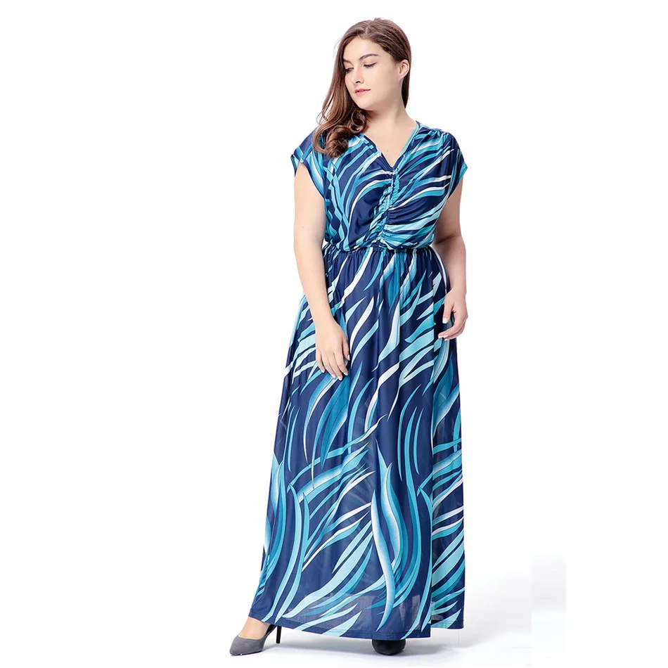 Женское богемное пляжное платье макси длинное вечернее в полоску с v образным