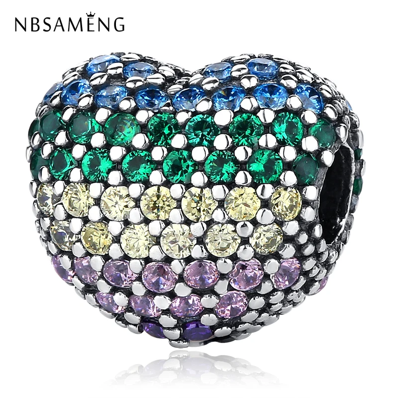 

Аутентичные разноцветные розетки из фианита, розетка в форме сердца, оригинальные украшения для браслета «сделай сам»