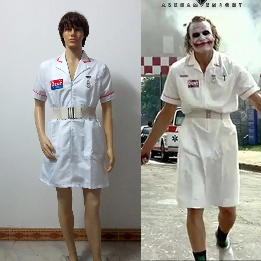 В стиле Джокер Косплэй костюм белая форма медсестры пальто V2 платье