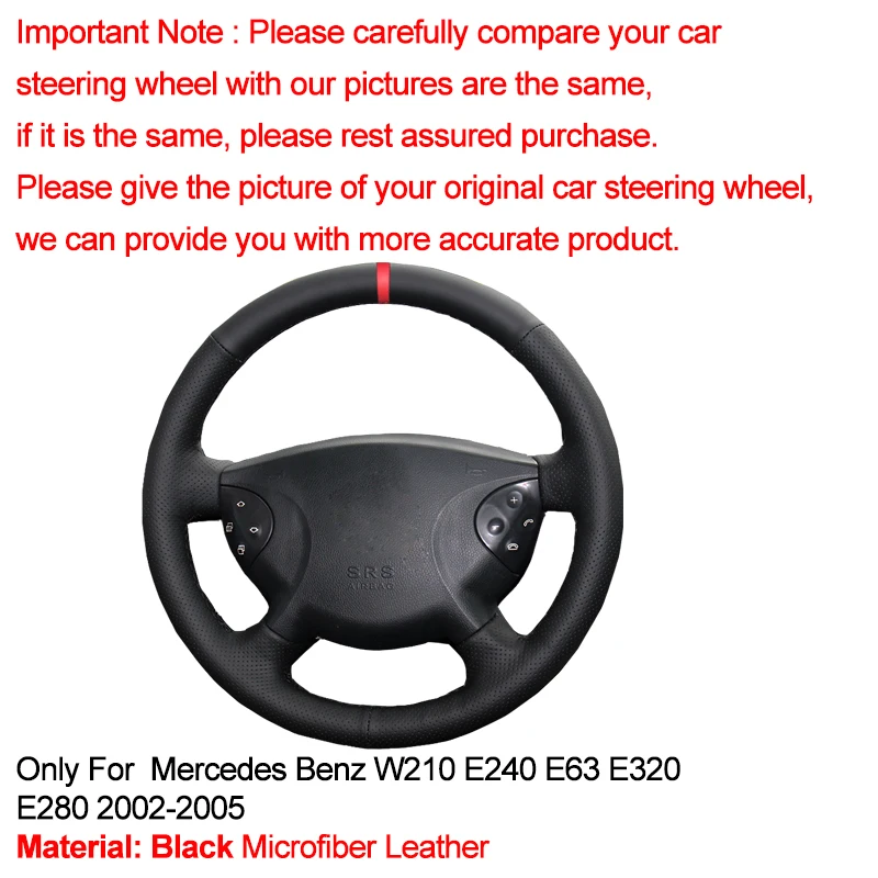 HuiER ручной швейный чехол рулевого колеса автомобиля Красный Маркер для Mercedes Benz W210