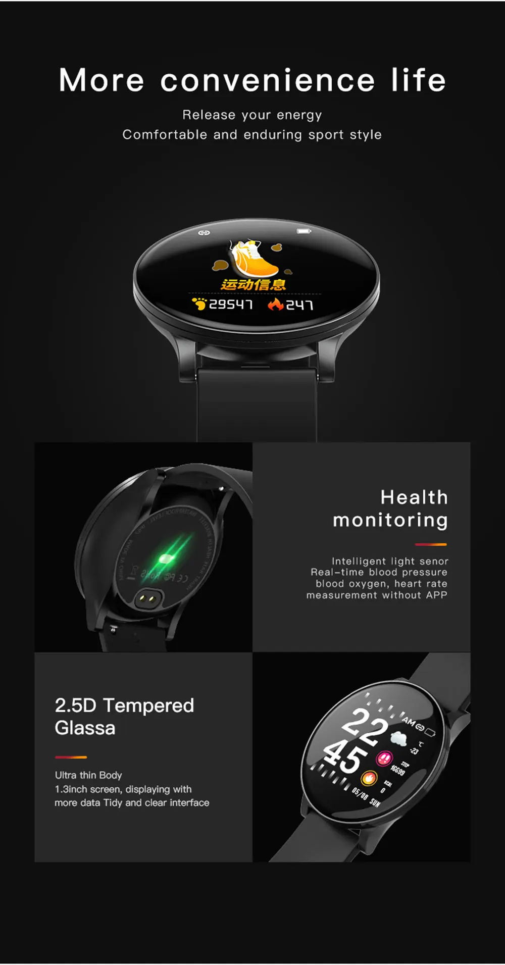 Alloy Smart Watch Men Women Heart Rate Monitor Fitness Tracker Smartwatch Waterproof Bluetooth Sport Watches For Android IOS