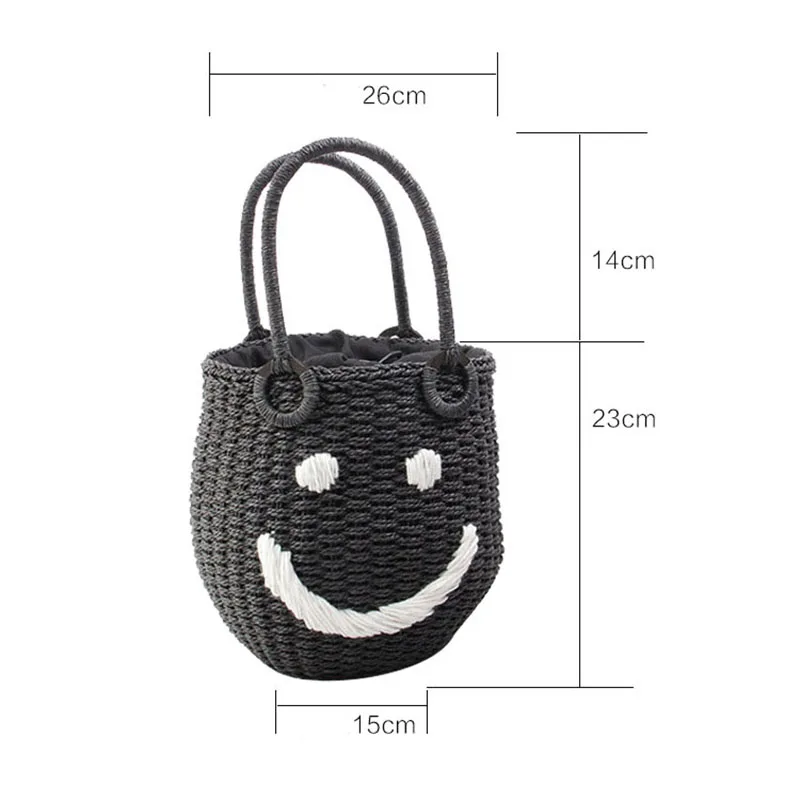 Женская соломенная сумка Big Smile винтажная пляжная тоут ручной работы в богемном