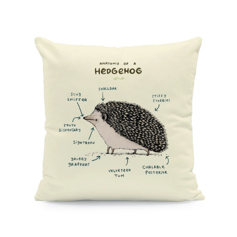 5 Forest Animal Body Analysis Cushion Cover Bird Squirrel Dachshund Dog Fox Hedgehog Hug Pillow 45Cm Peach Skin Decorative Pillow - Цвет: 5