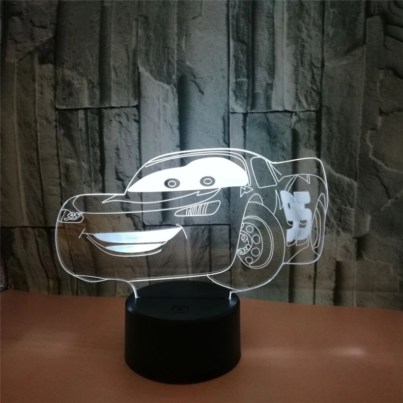 3D ночной Светильник Smile Racing Car визуальный акриловый светильник с изменением 7