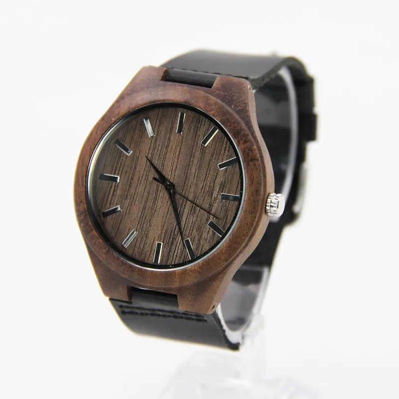 

Newest Walnut Wooden Watches For Men and Women Leather Strap With High Janpen 2035 Movement Quality Quartz Friendly wholesale