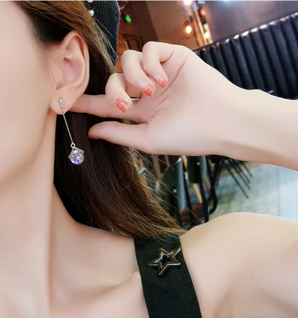 Женские длинные висячие серьги boucle d'oreill корейские Винтажные с кристаллами