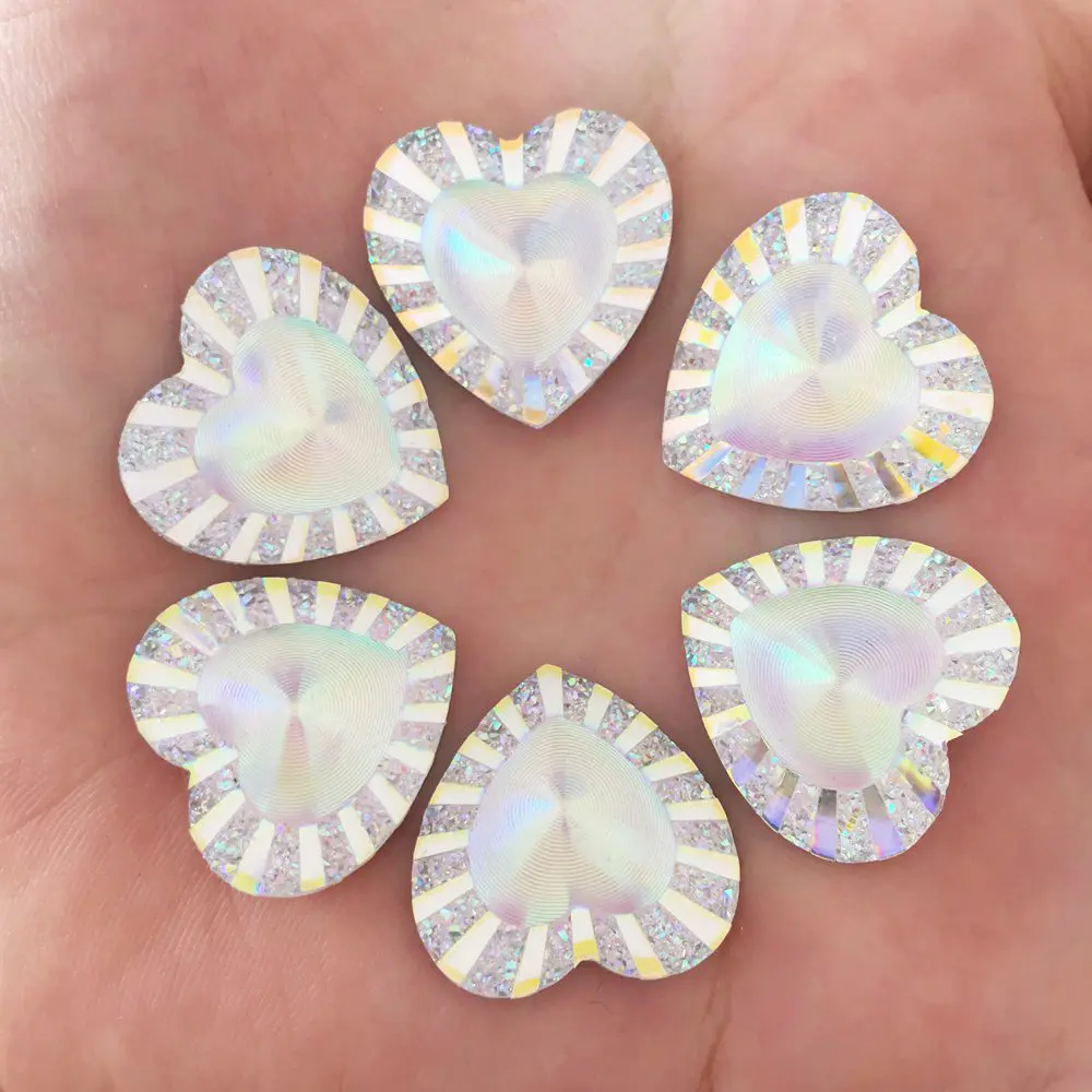 Новинка 20 шт. белые абразивные милые блестящие мм в форме сердца с плоской