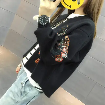 Куртка-кардиган в Корейском стиле с длинным рукавом и вышивкой | Женская одежда