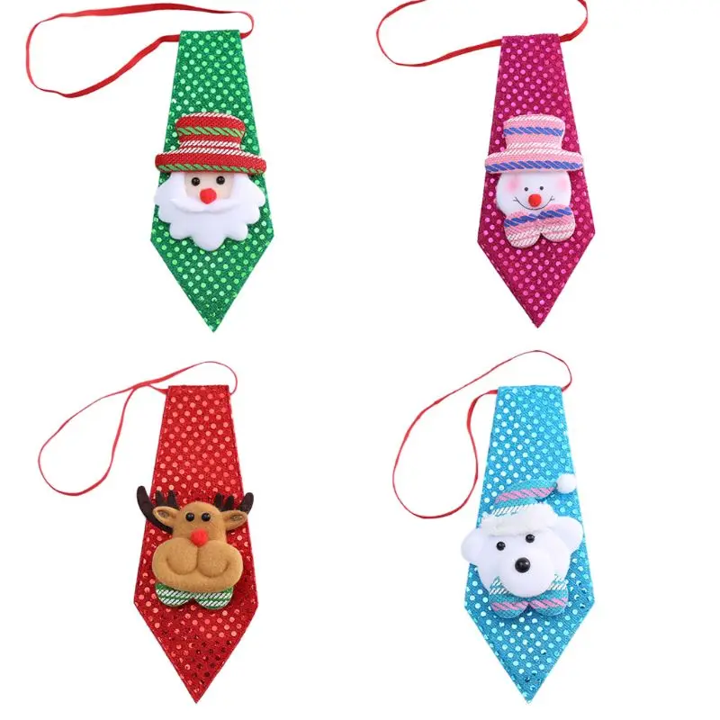 Блестящий Рождественский галстук с блестками для взрослых и детей костюм