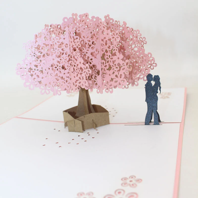 3D Ручная работа Глициния гинкго дерево Сакура влюбленные бумажные приглашения