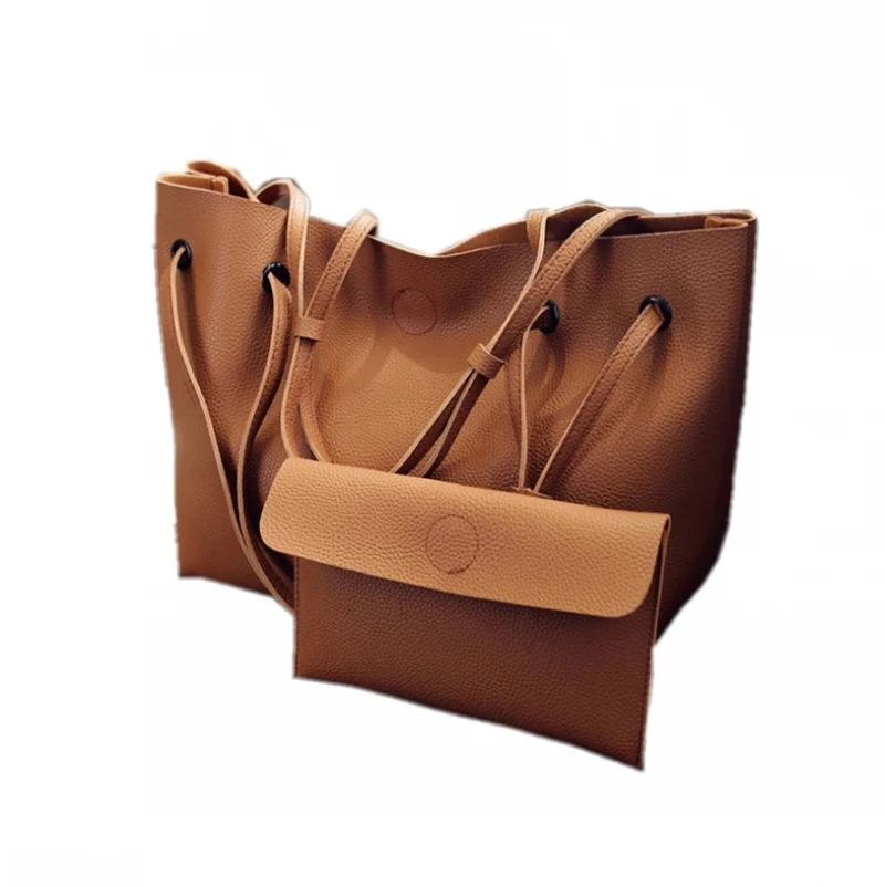 Сумка тоут женская из 2 предметов цвет черный серый/коричневый|handbag set|fashion