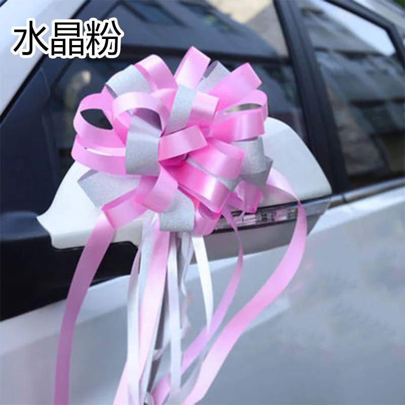 Crystal Pink Детский душ 10 шт. Ленточные бантики Свадебный день рождения Декор подарочная упаковка романтические дверные ручки автомобиля DIY ленты вытягивания цветка - Цвет: Crystal Pink