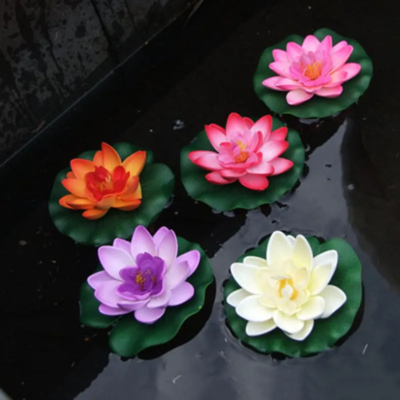 2Pcs/set 18CM Real Touch Artificial Lotus Foam Flowers Water Lily Floating Pool Plants Wedding Garden Home Decor Floral | Дом и сад