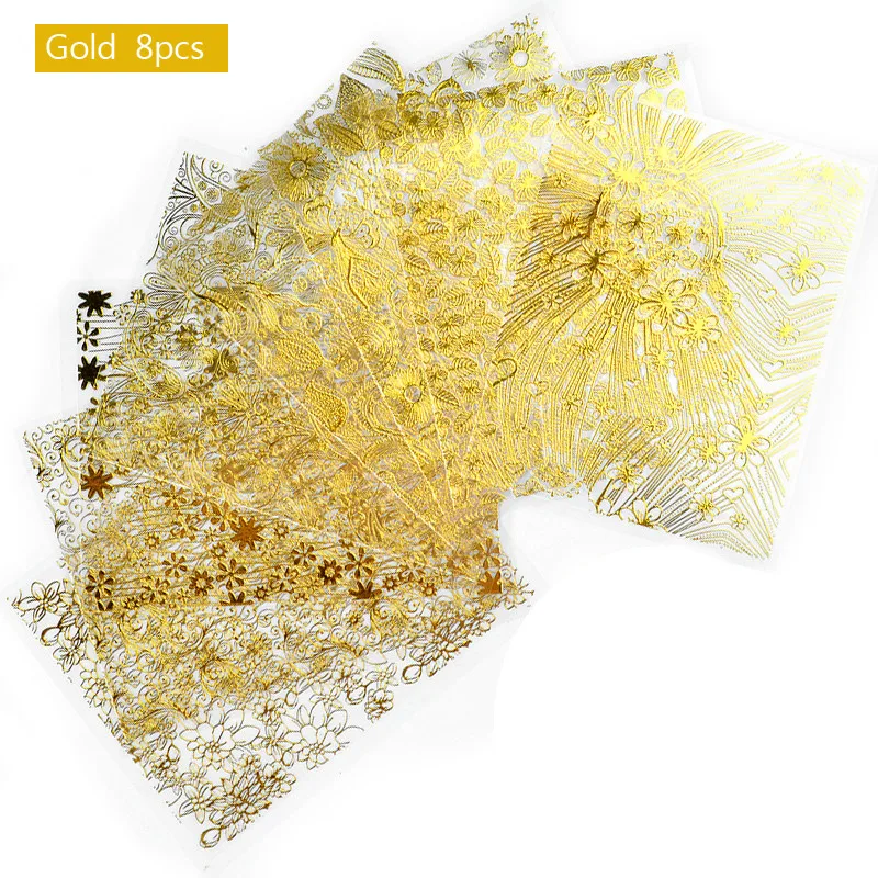 8 шт./компл. рельефные 3D металлические наклейки золотого и серебряного цвета