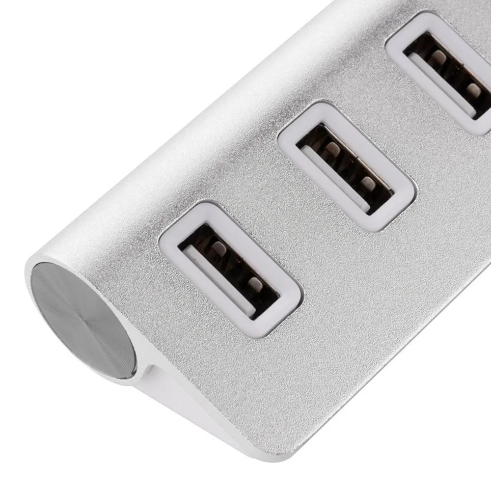

Zeadow Aluminum Portable 4 Ports USB 2.0 Hub Adapter Splitter With USB Data Cable For Macbook Laptop Desktop PC