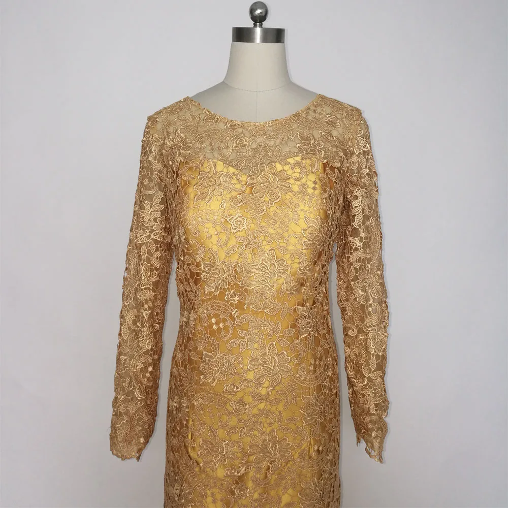 JIERUIZE robe de soiree Золотое кружевное длинное вечернее платье русалки с длинными