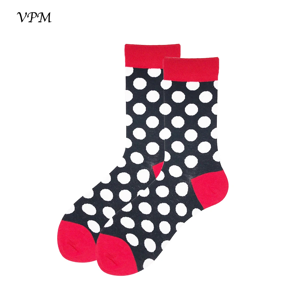 Носки VPM Haeajuku мужские 85% хлопок черные белые в горошек носки для катания на