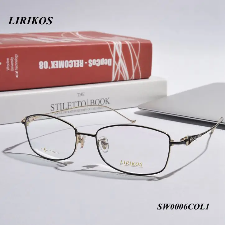 BLACK WITH GOLD LIRIKOS чистый титан выдалбливают стиль для женщин полная Рамка Бизнес очки для чтения прозрачные линзы для глаз мужские очки - Цвет оправы: BLACK WITH GOLD