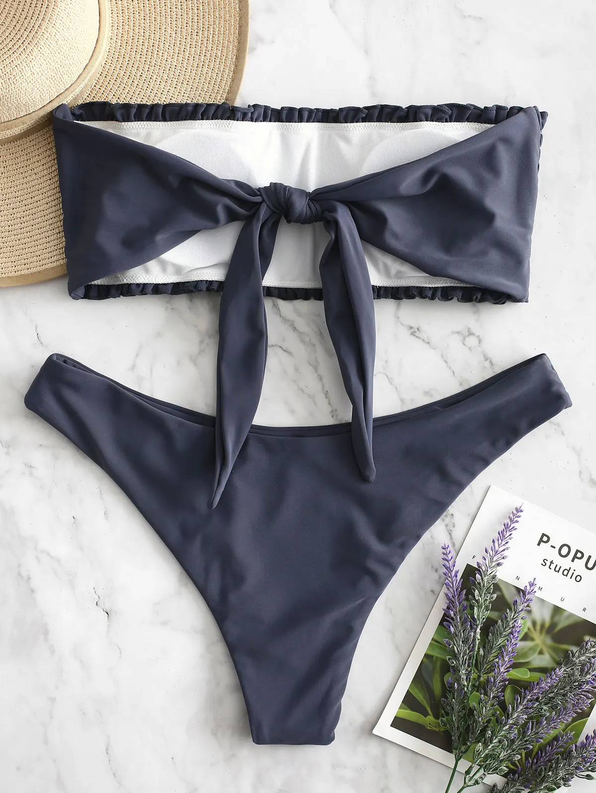 ZAFUL Бикини Shirred Узел Frilled Повязка Бикини Комплект Провода Свободные Мягкие Оборки Купальник с Низкой Талией Купальный Костюм Женщины Купальники
