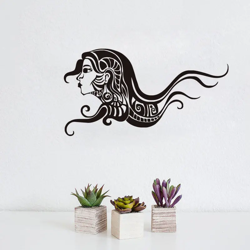 Для девочек Красота салон Наклейка на стену Племенной тема Парикмахерская