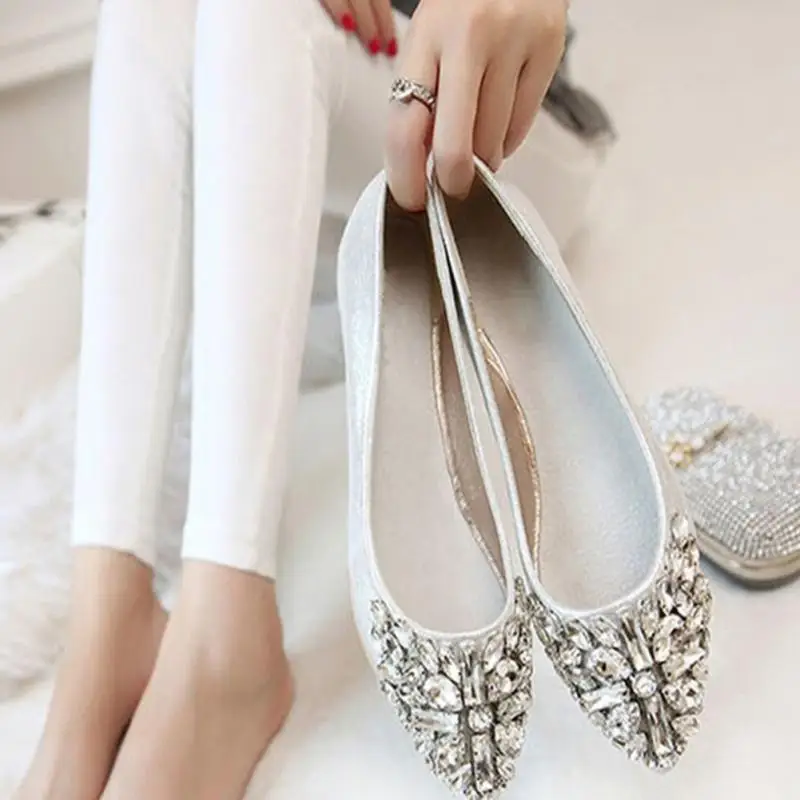 Новинка 2017 года модные тонкие туфли свадебные со стразами женская повседневная