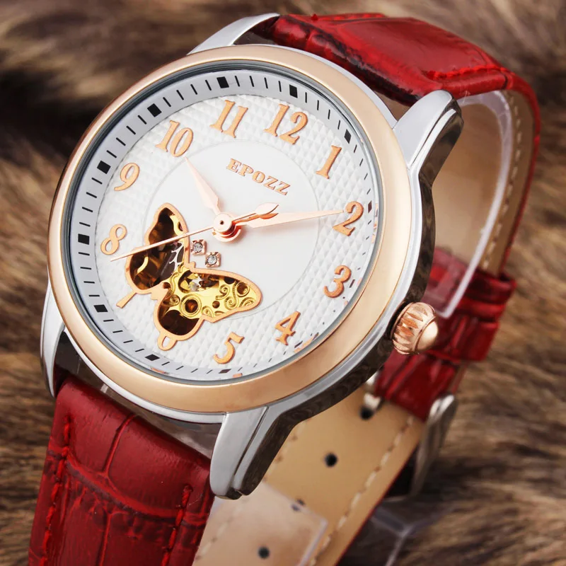EPOZZ Для женщин Повседневное механизм бабочки наручные часы Автоматическая