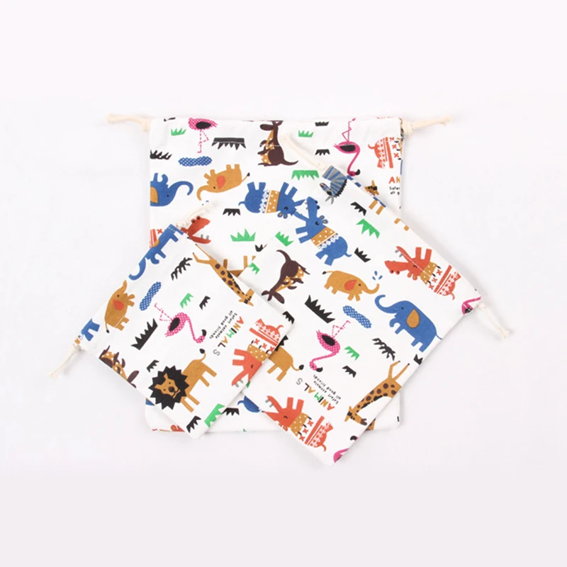 Подарочные сумки из чистого хлопка 1 шт. подарочные с милыми рисунками животных