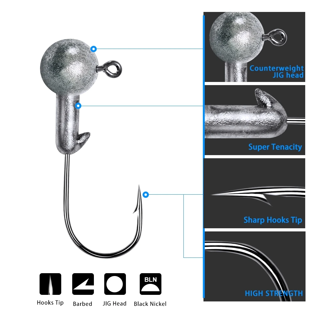 5 шт. 1G-2G-3G-5G-7G-9G-12G-14G открытые Lead Jig Head колючий рыболовный крючок для фидера Мягкая
