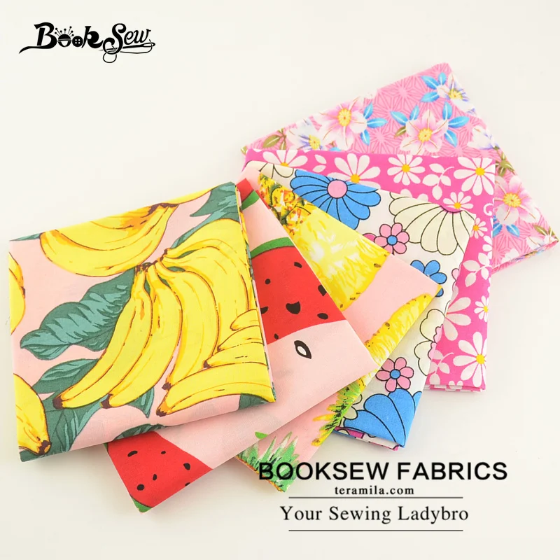 Booksew 100% хлопок поплин Ткань цветов и фруктов серии Дизайн 6 шт./лот Жир Квартал