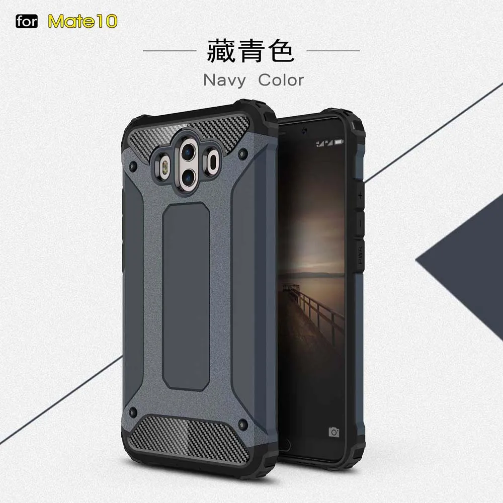Чехол-Броня Coque 5.9For huawei Коврики 10 чехол для huawei Коврики 10 Коврики 10 двойной ALP-L09 ALP-L29 ALP-AL00 телефона чехол-лента на заднюю панель - Цвет: Navy