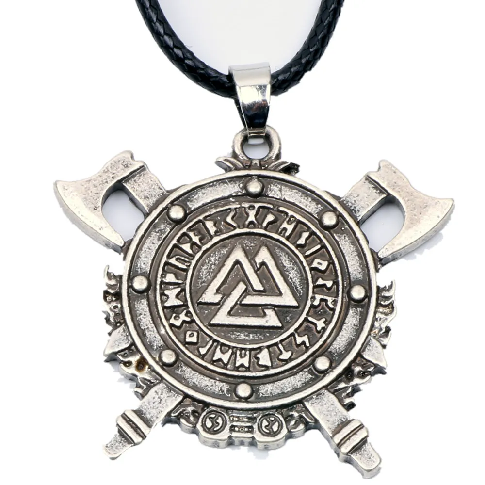 В стиле норвежских викингов Odin Ожерелье Топор руны валкнут амулет щит воина