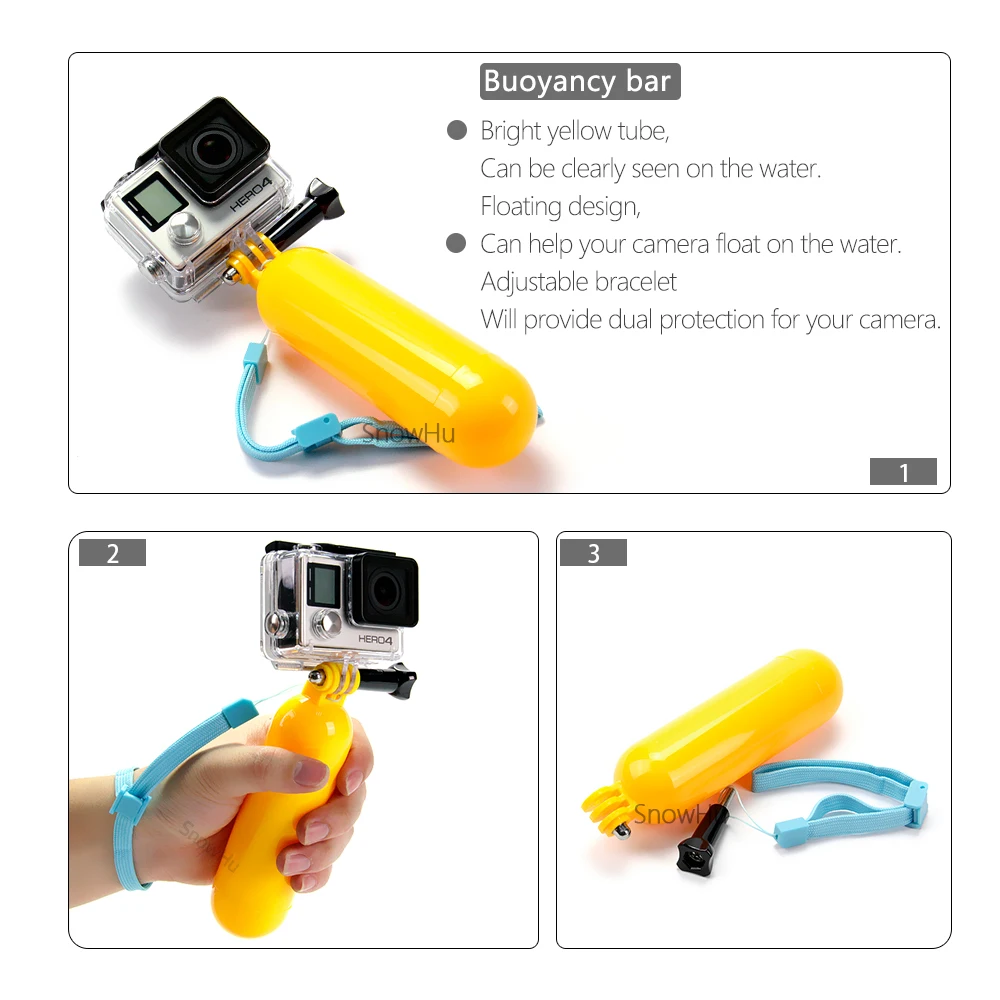 SnowHu для Gopro набор аксессуаров Go Pro Hero 9 8 7 6 5 4 3 2 1 экшн камеры YI 4K H9 SJ4000 SJ5000 GS09|sj4000