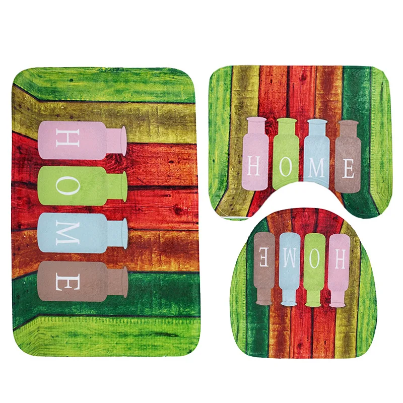 

Zeegle 3pcs/set Bathroom Mat Set Wood Pattern Bath Mat Anti Slip Bathroom Rug Soft Foam Toilet Mat and Bath Rug Sets