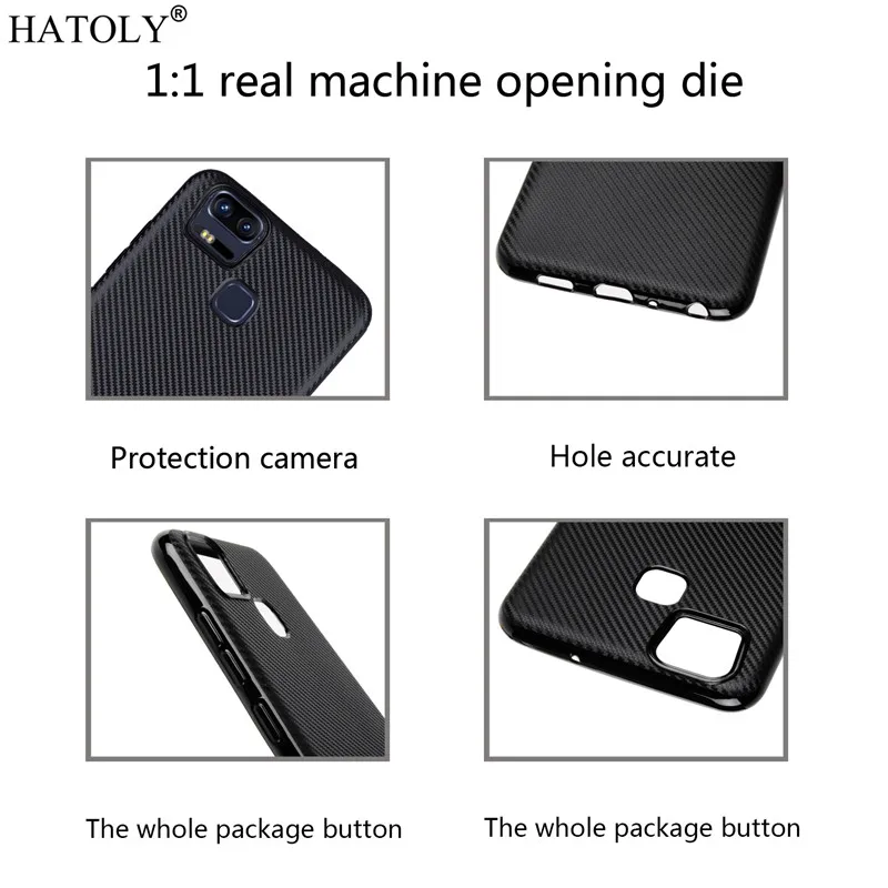 HATOLY Capa For Asus Zenfone 3 Zoom ZE553KL Case Soft TPU Rugged Carbon Fiber Cover |