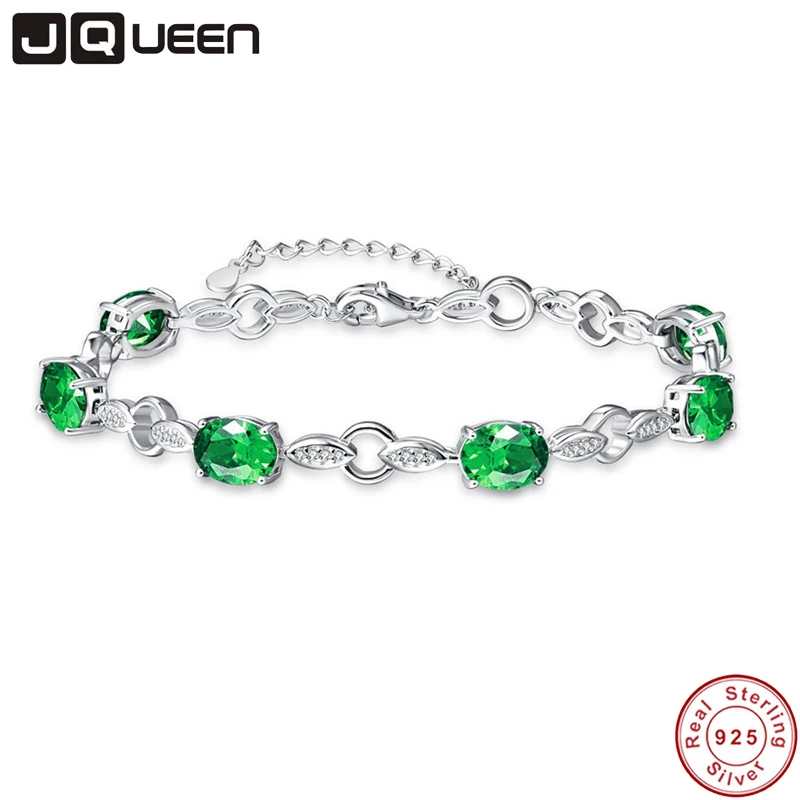 JQUEEN 8,99 г 925 серебряные браслеты на цепочке и браслеты, изумрудные Свадебные ювелирные изделия, подарки на день рождения, высокое качество, брендовые ювелирные изделия