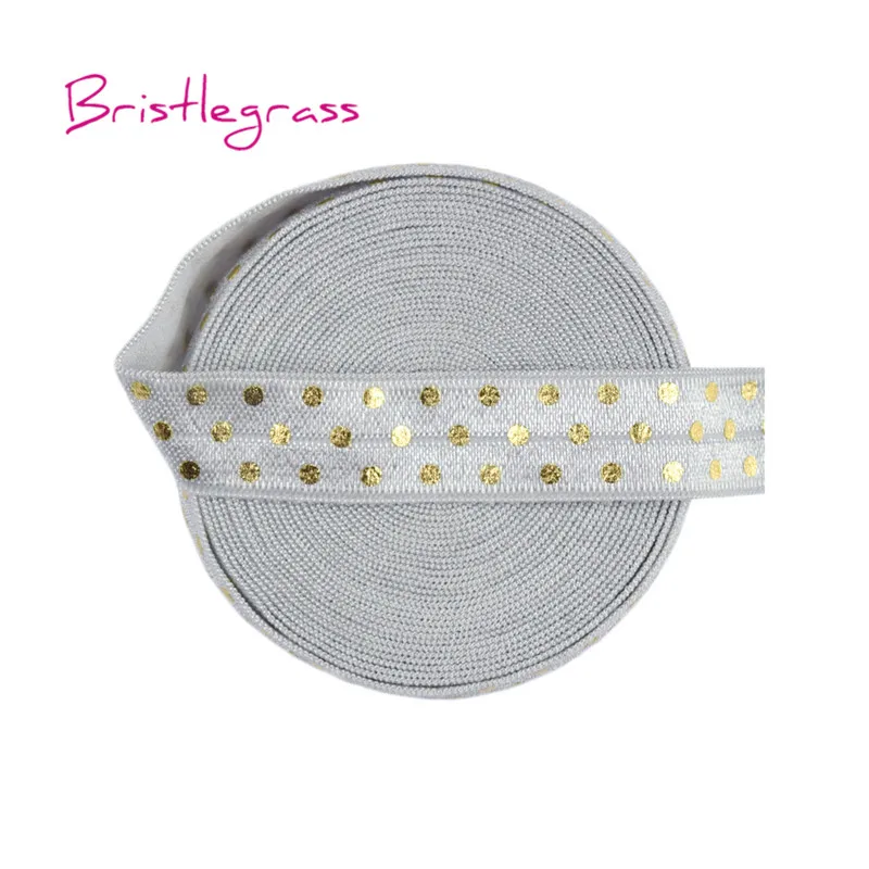 BRISTLEGRASS 8 ярдов комбо 5/" 15 мм Золотая фольга в горошек сложить над Elastics FOE повязка из спандекса повязка на голову для волос кружево отделка Шитье