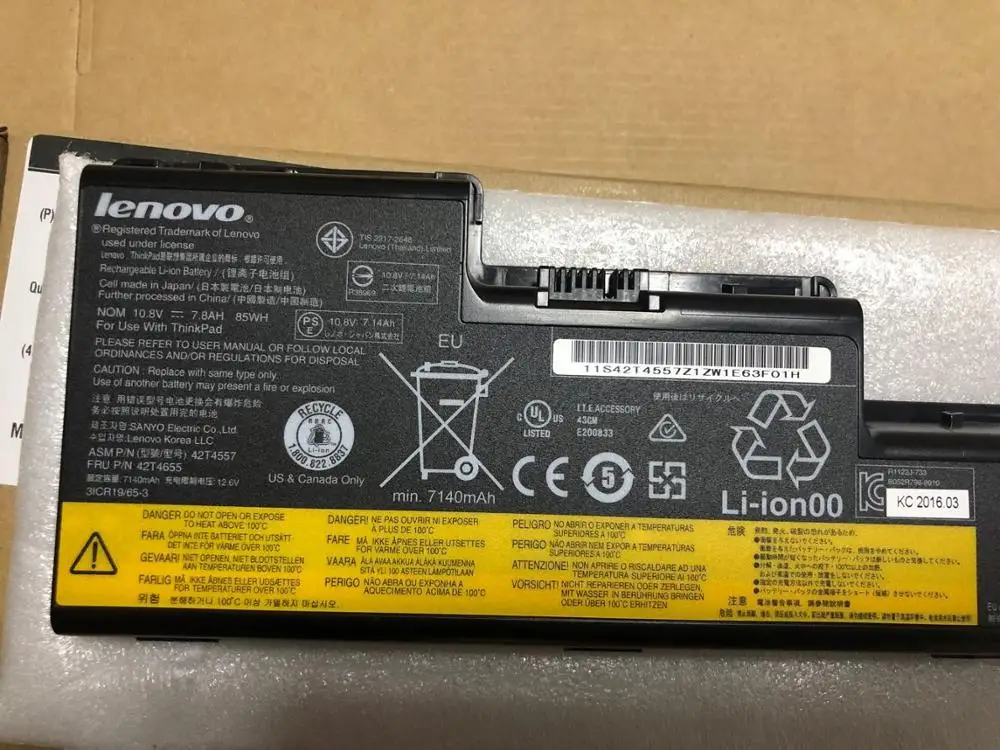 Новый оригинальный аккумулятор для LENOVO ThinkPad W700 W700ds W701 45J7914 42T4557 42T4559 42T4556 42T4558 42T4655 10